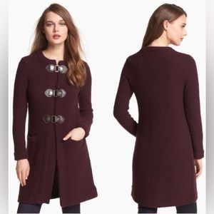 Tory Burch Plum Colette Wool Blend Sweater Coat